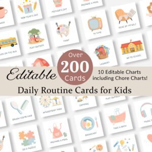 Editable Daily Routine Cards Toddler Routine Chart Daily Rhythm Visual Schedule for Kids Chore Chart Checklist Preschool Montessori Activity