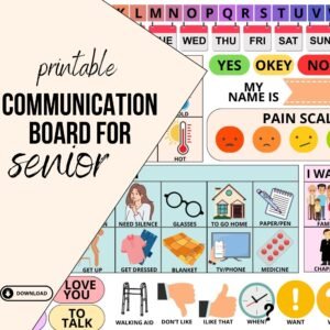 Senior Communication Board, Visual Aid for Dementia Care, Home Care Assistance (PDF/JPG)
