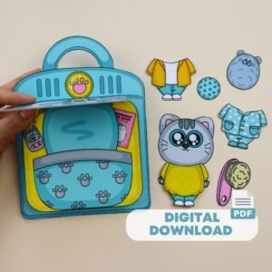 DIY Cat & House Paper Toy - Printable PDF Craft Kit for Kids 5-10 Years | Digital Download
