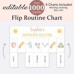 Routine Flip Chart Toddler Morning Evening Bedtime Visual Schedule Kids Daily Routine Cards Rhythm Checklist Montessori Girl Boy Editable