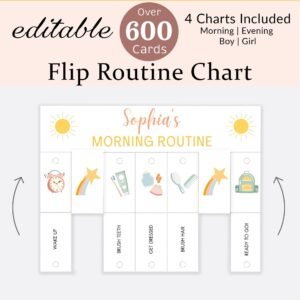 Routine Flip Chart Editable Morning Evening Visual Schedule Kids Daily Routine Cards Toddler Rhythm Checklist Preschool Montessori Boy Girl