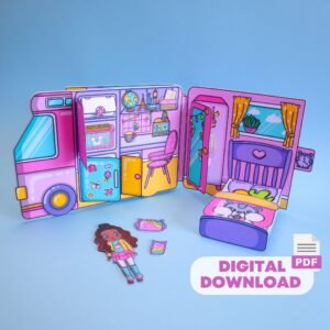 Printable Dollhouse - Girls Activity Book, Camper Printable, Paper Crafts for Kids, Paper Doll House