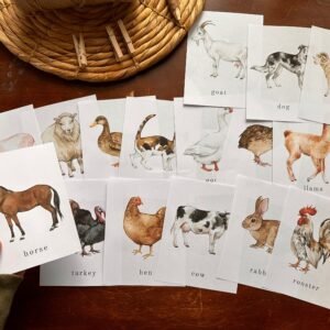 Watercolor Farm Animals Flashcards: Homeschool Printable (Digital Download)