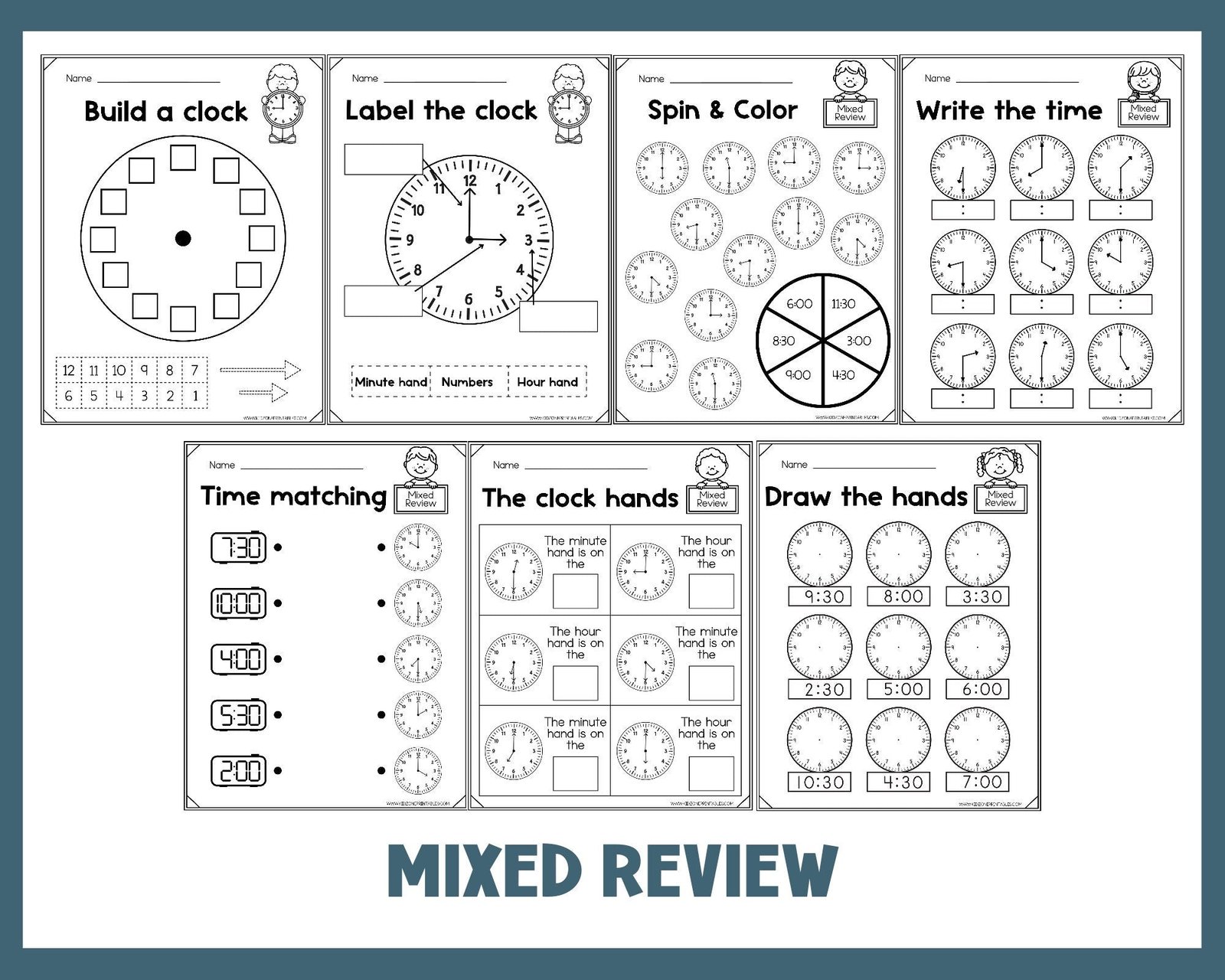 Telling time - Worksheets - Printable - Homeschool - Teacher Resources - Instant Download - Kindergarten - First Grade - Image 4