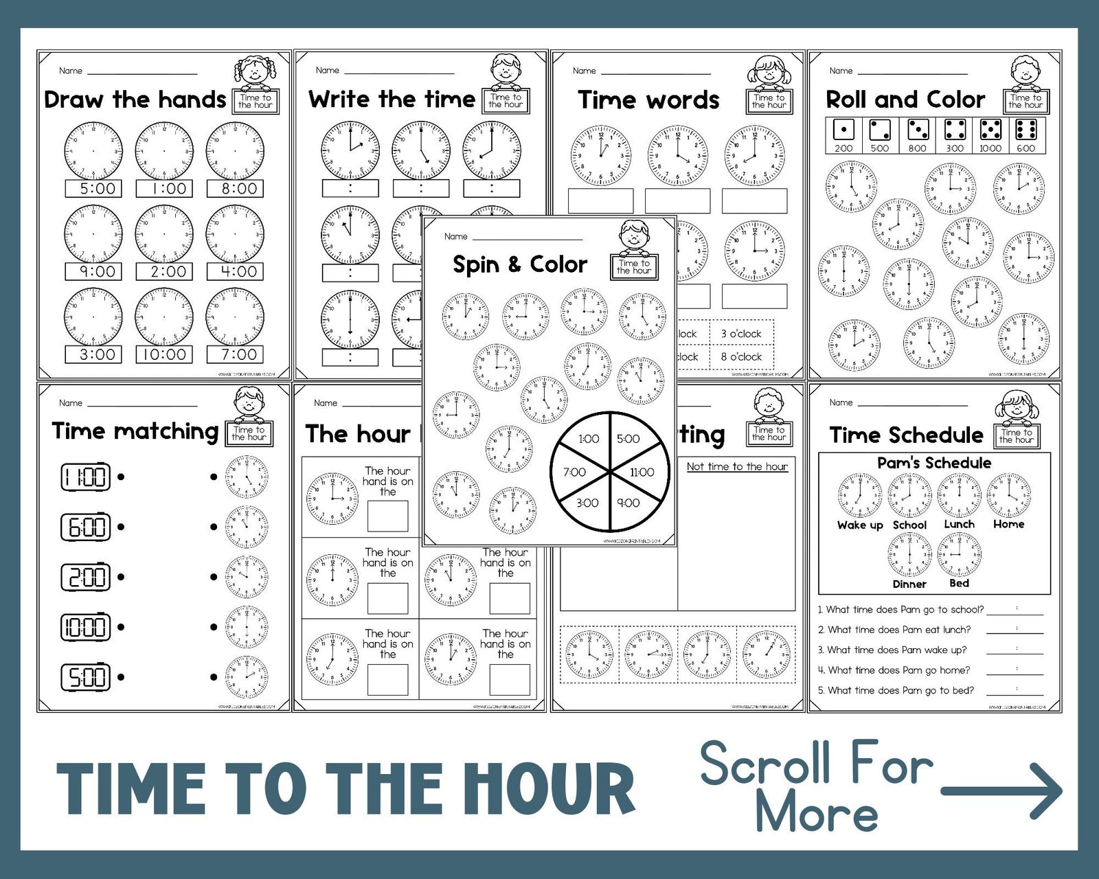 Telling time - Worksheets - Printable - Homeschool - Teacher Resources - Instant Download - Kindergarten - First Grade - Image 2