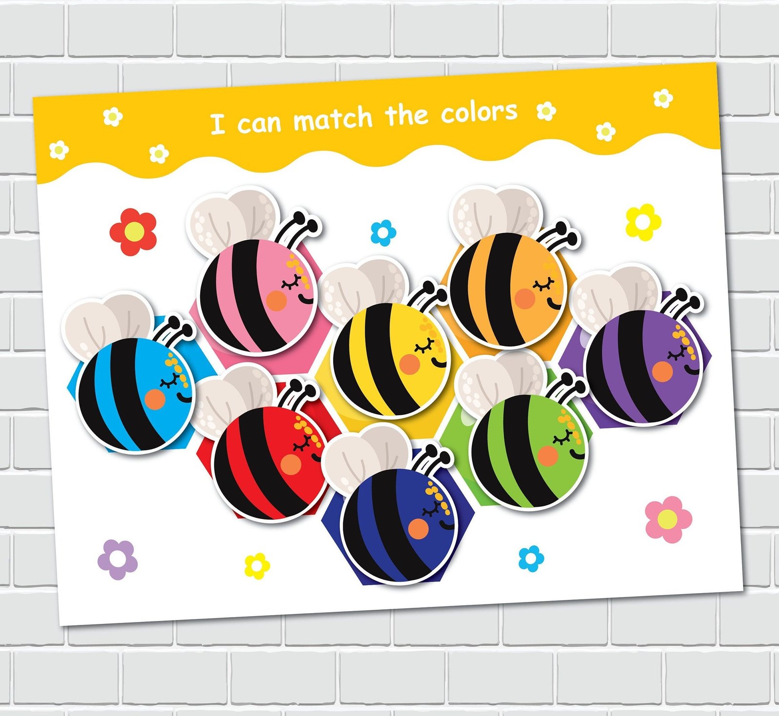 Bee Color Matching Activity, Toddler Printable, Montessori Materials, Homeschool Preschool Curriculum - Image 4