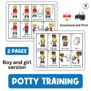 TODDLER POTTY CHART | Visual Aid | Chart | Preschool | Toilet Training | Task Card | Special Needs | Autism | Homeschool | Washroom