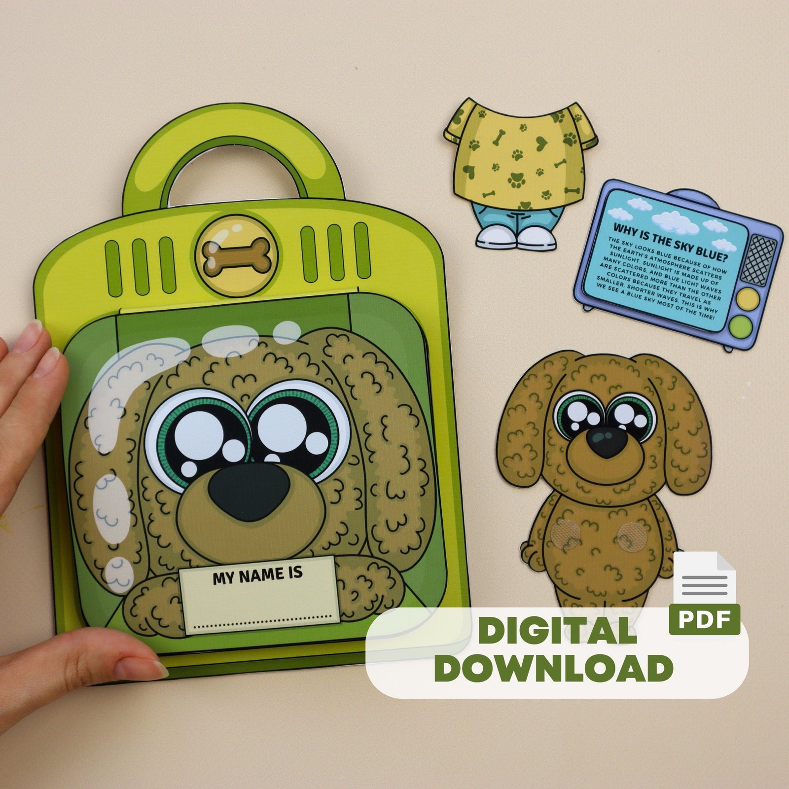 DIY Puppy & House Paper Toy - Printable PDF Craft Kit for Kids 5-10 Years | Digital Download