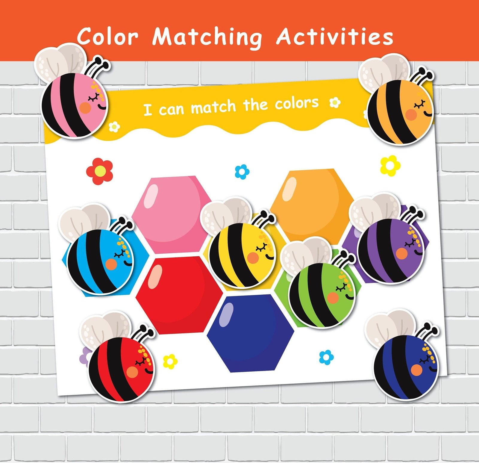 Bee Color Matching Activity, Toddler Printable, Montessori Materials, Homeschool Preschool Curriculum
