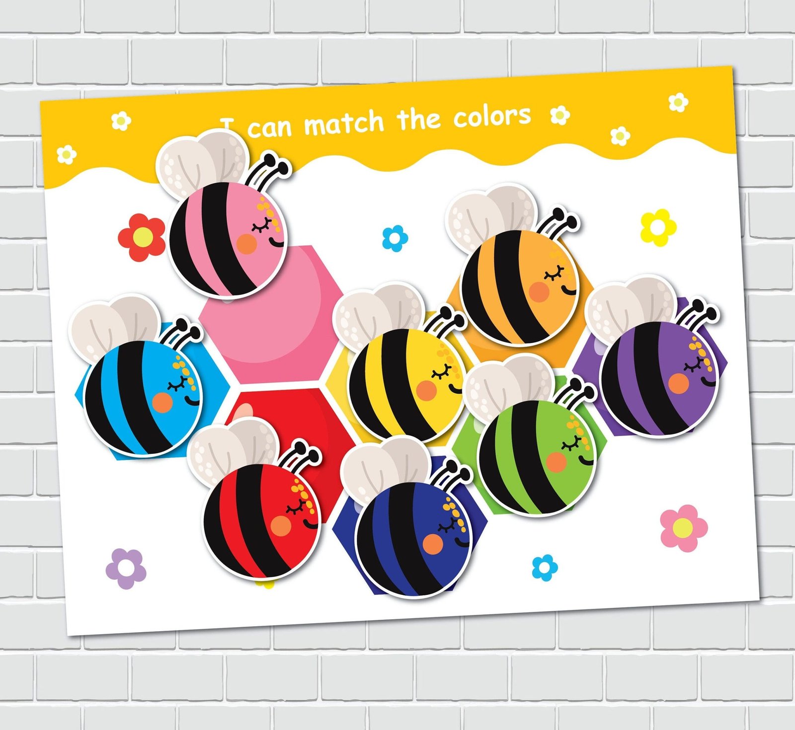 Bee Color Matching Activity, Toddler Printable, Montessori Materials, Homeschool Preschool Curriculum - Image 5