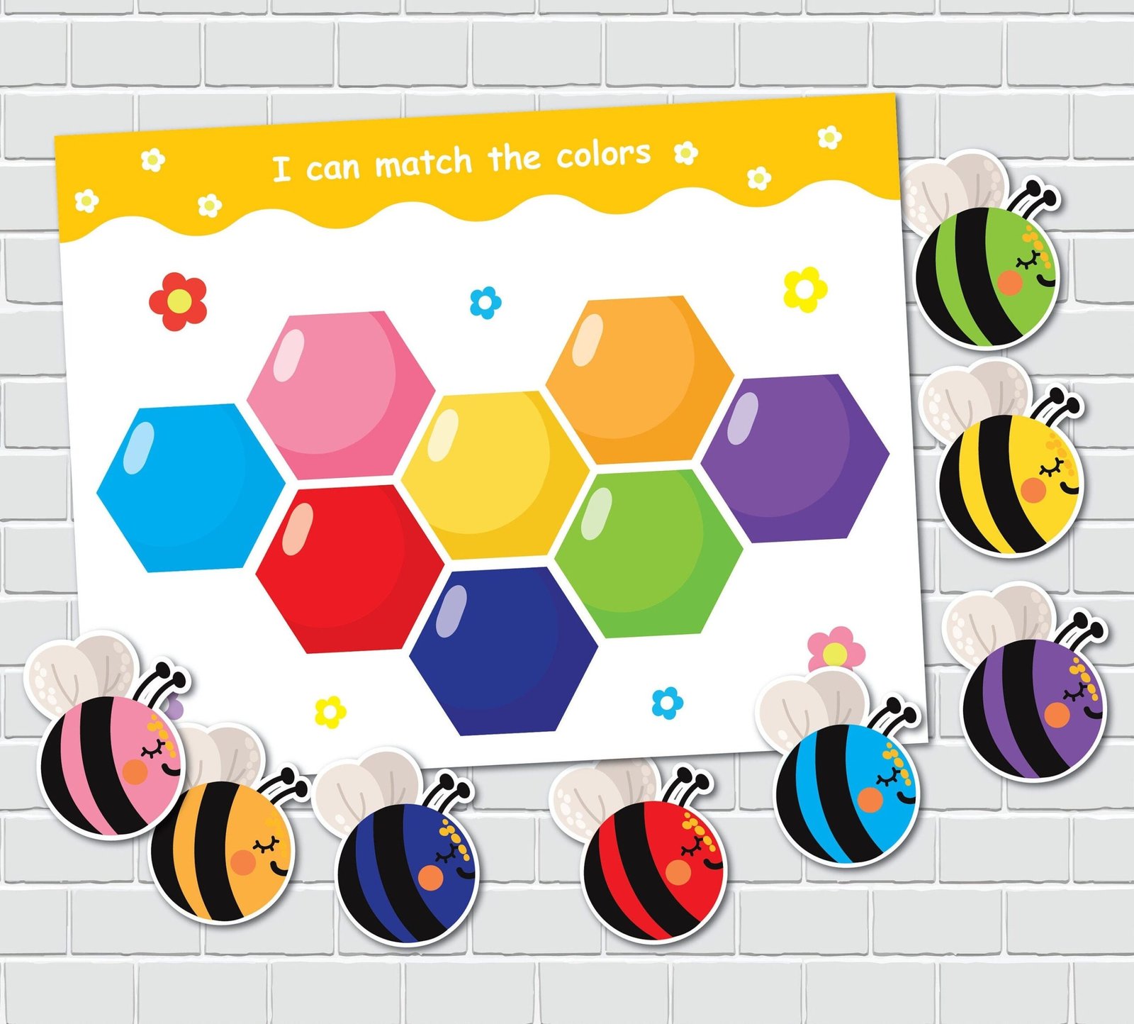 Bee Color Matching Activity, Toddler Printable, Montessori Materials, Homeschool Preschool Curriculum - Image 6