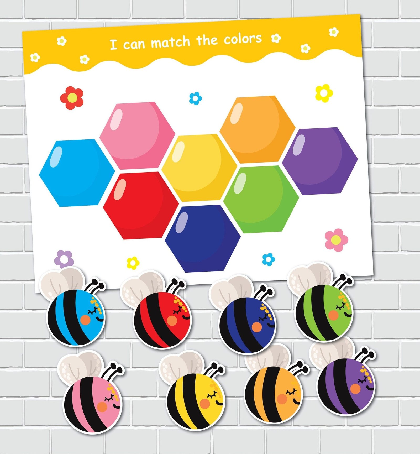 Bee Color Matching Activity, Toddler Printable, Montessori Materials, Homeschool Preschool Curriculum - Image 3