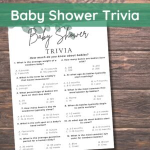 Baby Shower Trivia Game, Baby Shower Games, Baby Shower Trivia Questions, Trivia Questions For Couples, Baby Shower Trivia Template