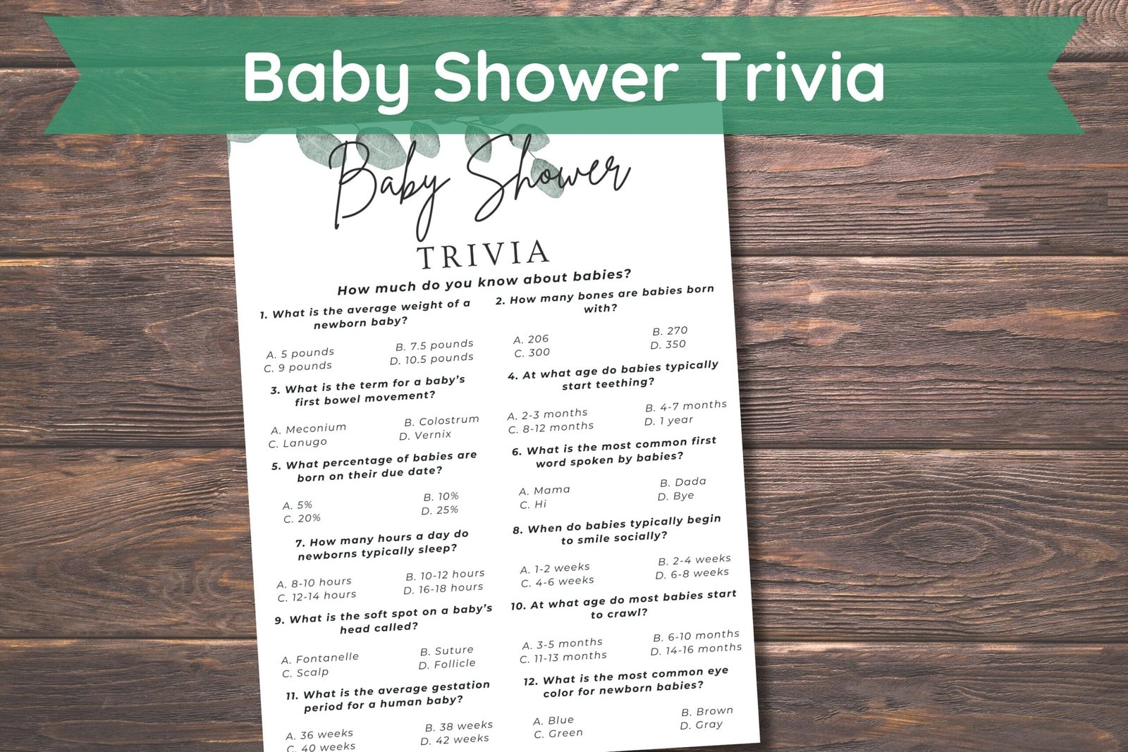 Baby Shower Trivia Game, Baby Shower Games, Baby Shower Trivia Questions, Trivia Questions For Couples, Baby Shower Trivia Template