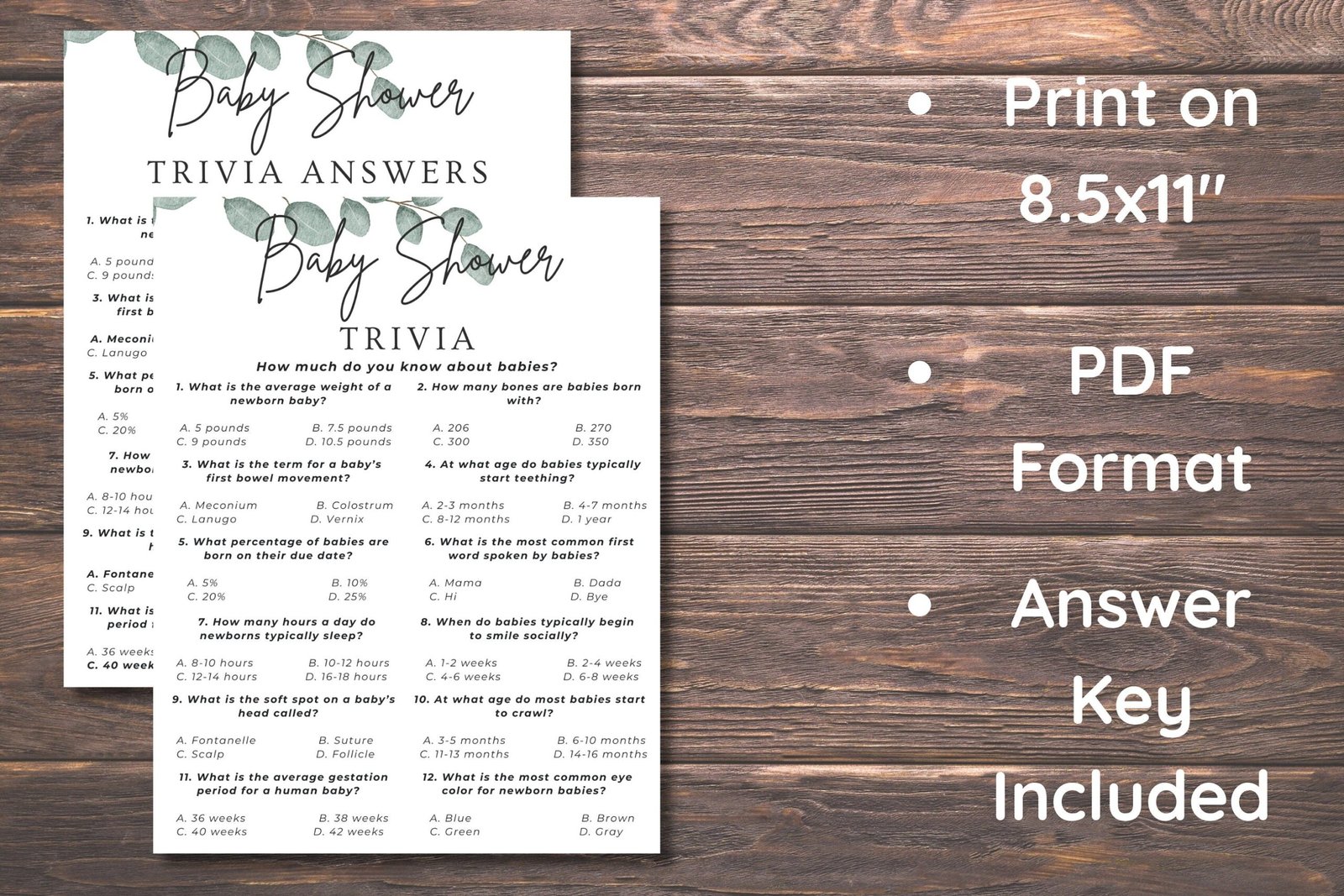 Baby Shower Trivia Game, Baby Shower Games, Baby Shower Trivia Questions, Trivia Questions For Couples, Baby Shower Trivia Template - Image 2