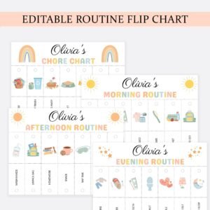 Routine Flip Chart Toddler Routine Chart Morning Evening Visual Schedule Bedtime Kids Daily Routine Cards Chore Chart Checklist EDITABLE