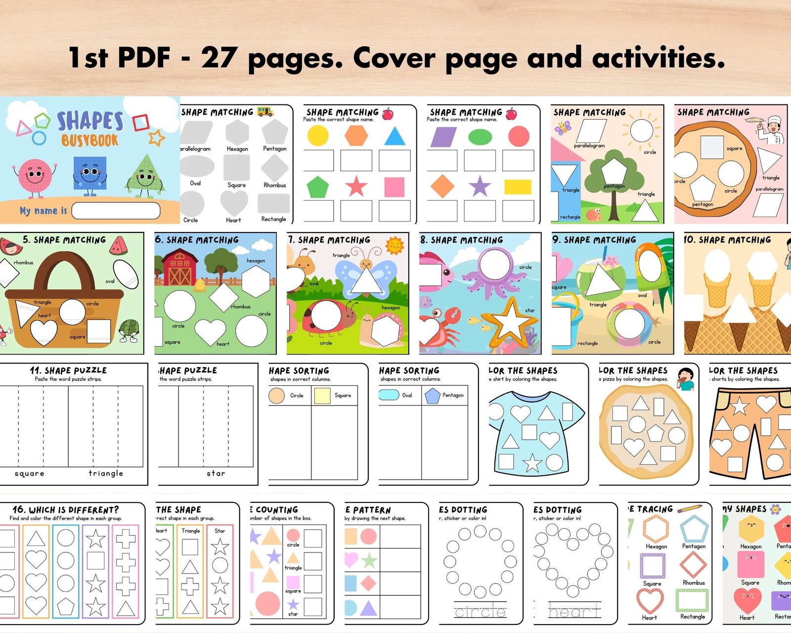 Toddler Learning Binder, Shapes Matching Busybook, Shape Sorting Game Worksheet, Preschool Busy Binder, Homeschool Montessori, Learning Book - Image 2