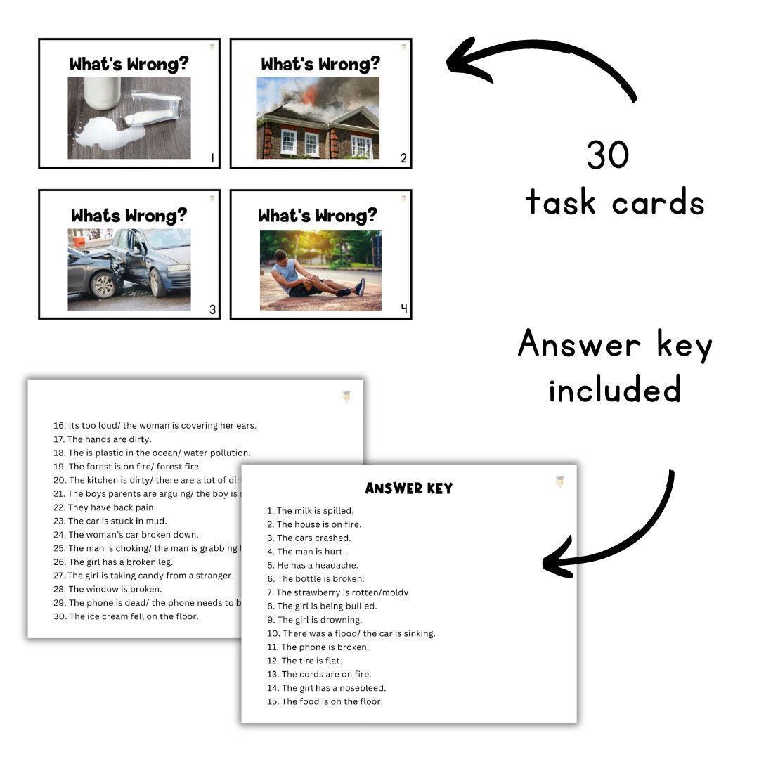 What's Wrong | WH Questions | Functions Task Cards | Which One | Speech Therapy | ABA | Category | Autism | Flashcards for Kids | ESL - Image 2