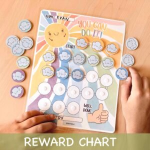 Watercolor Reward Chart for Kids, Rainbow Behavior Daily Chore Chart for Toddlers, Goal Chart, Kids Routine Chart, Nursery Sticker Chart
