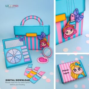 Make Up Game Kit Printable | Preschool & Homeschool Craft | Cut Paste DIY Beauty Toy | Fine Motor Activity | Digital Download, Paper Dolls