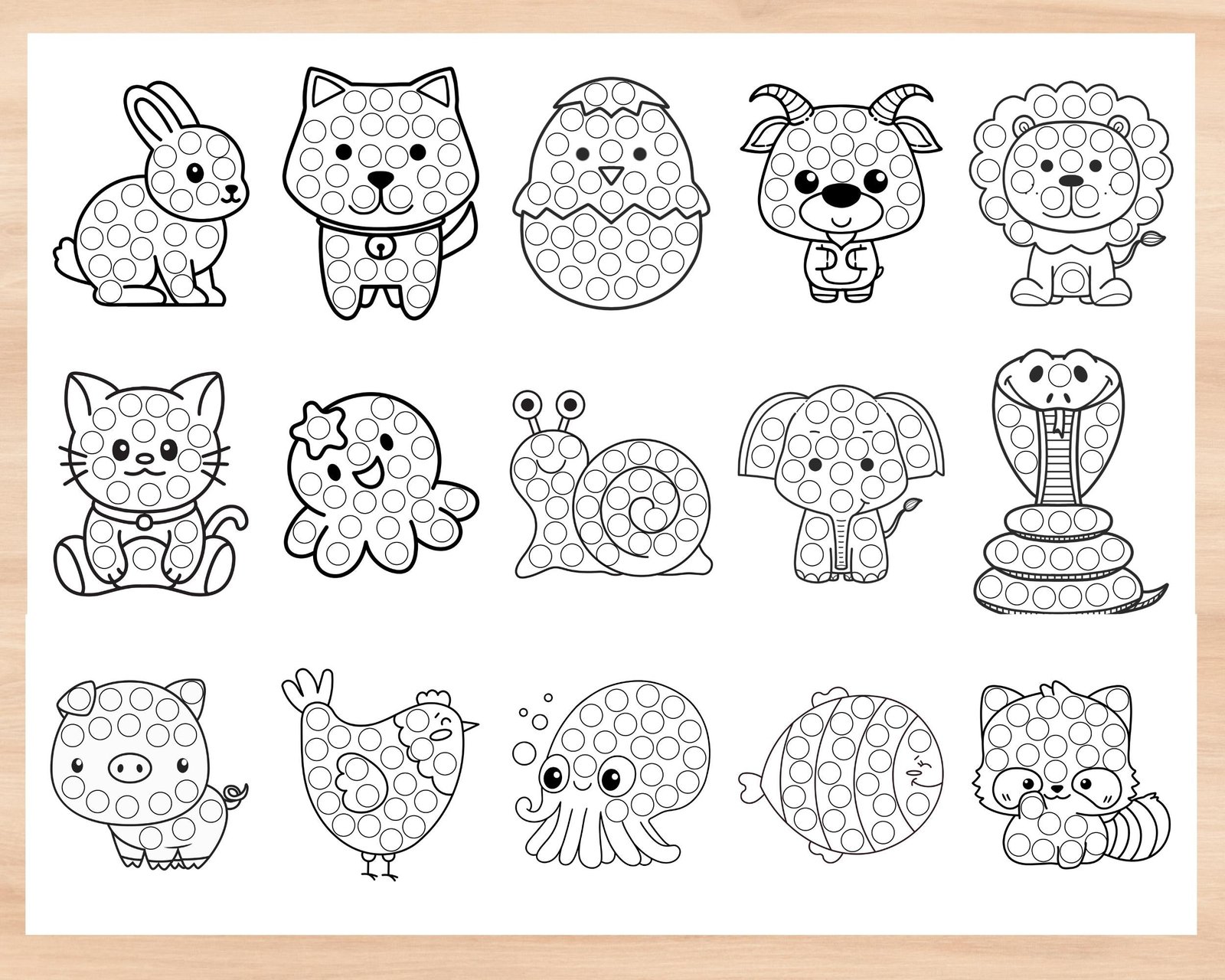 Animal Dot Marker Coloring Page, Do a dot activity, Printable Dab It Worksheets,Kids Coloring Page Digital Coloring Book, Preschool Busybook - Image 3