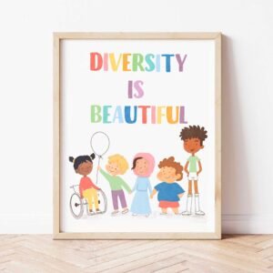 Diversity Is Beautiful Poster, Playroom Calming Watercolor Art (Digital Download)