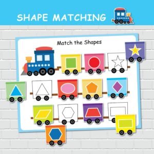 Train Shape Matching Activity, 2D Shapes, Shapes Busy Book Page,  File Folder Games, Special Education, Preschool Learning Binder.