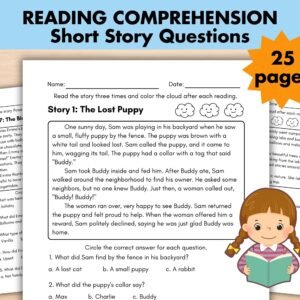 Reading Comprehension Worksheets, Stories with Questions, Reading Activities, Reading Passages, Second Grade, 1st-3rd Grade ELA Worksheets