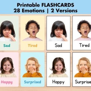 28 Photo Emotions Flashcards, Printable Feelings Flash Cards, Real Children Emotions, Educational Back to School Activity Montessori Toys
