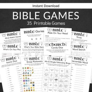 Bible Games Church Game for Adults Christian Youth Group Quiz Bible Party Activities Sunday School Trivia Women Ministry Ideas PRINTABLE