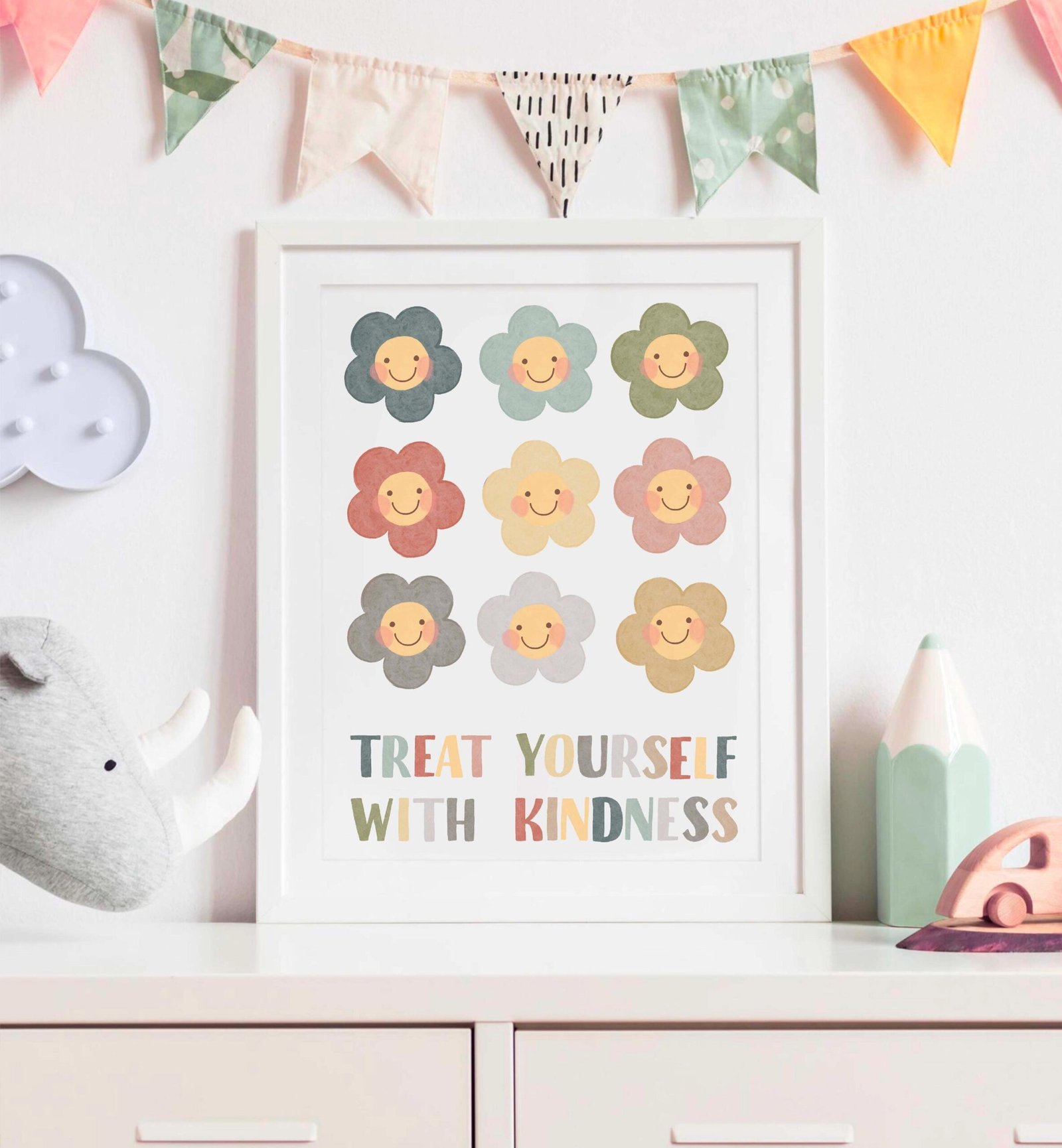 Treat Yourself With Kindness Poster: Watercolor Flower Nursery Art (Digital Download) - Image 3