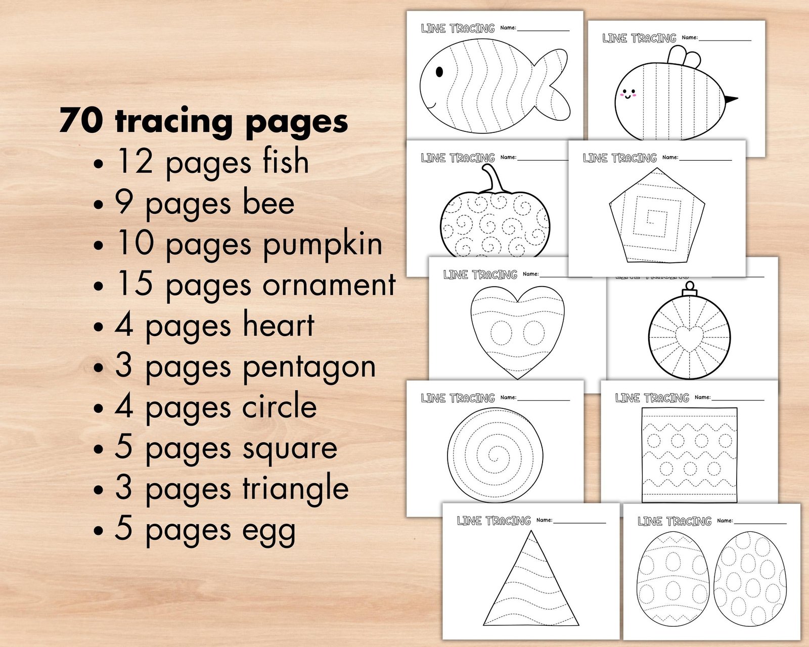 70 Preschool Line Tracing Worksheet Bundle, Line Trace Page Printable, Pre Handwriting Homeschool busybook, Kindergarten Curriculum Learning - Image 3