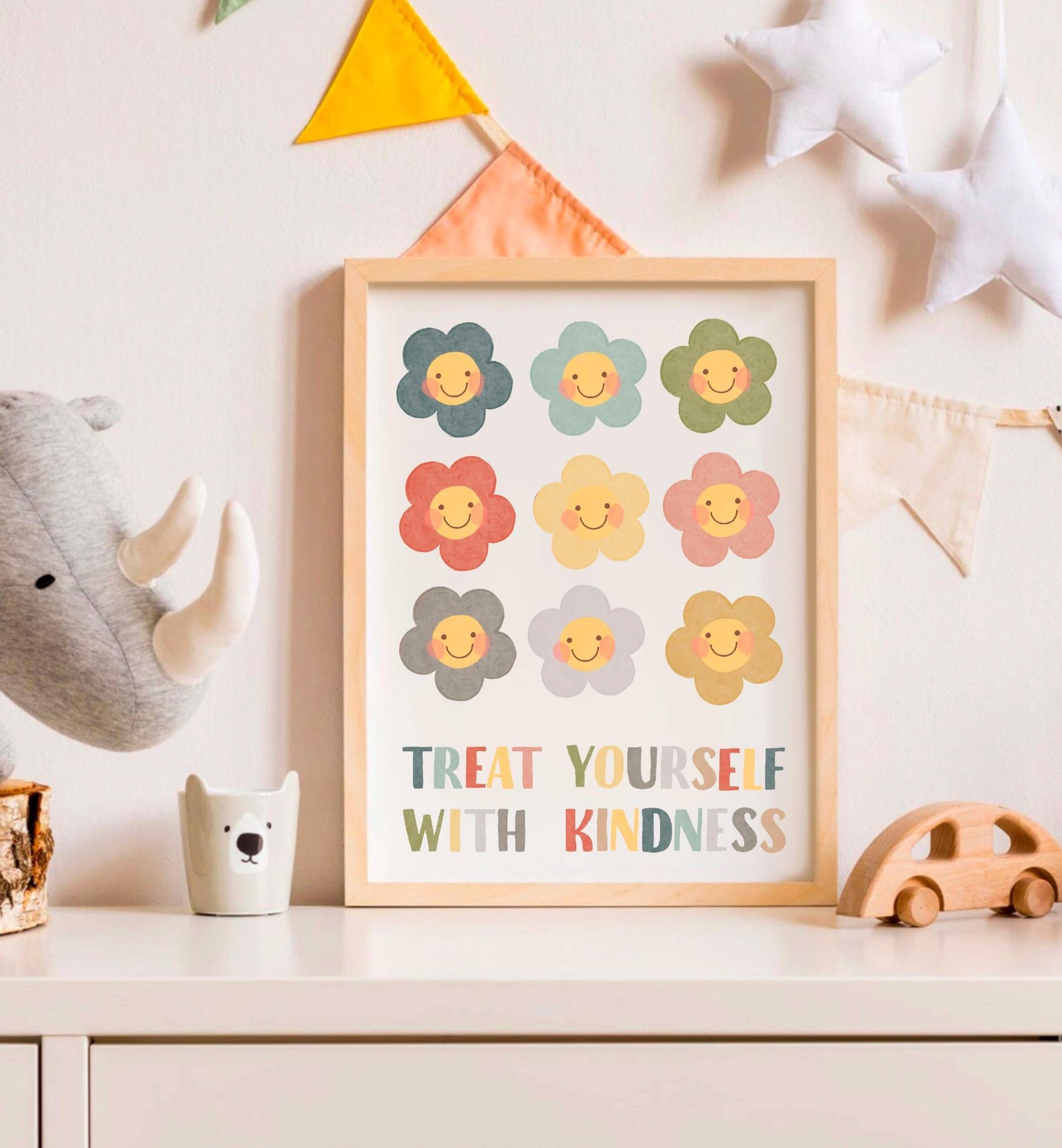 Treat Yourself With Kindness Poster: Watercolor Flower Nursery Art (Digital Download) - Image 2