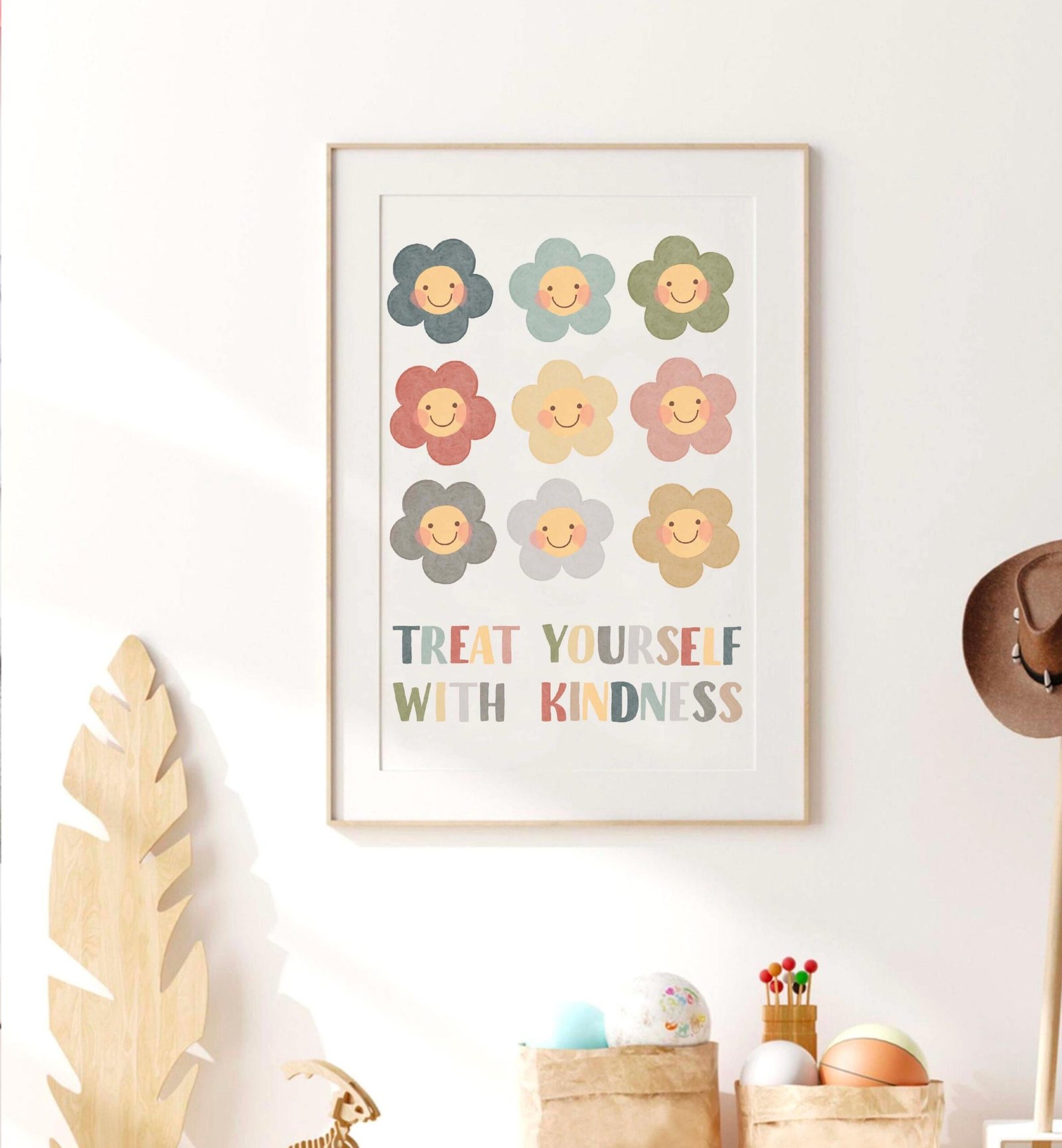 Treat Yourself With Kindness Poster: Watercolor Flower Nursery Art (Digital Download) - Image 4