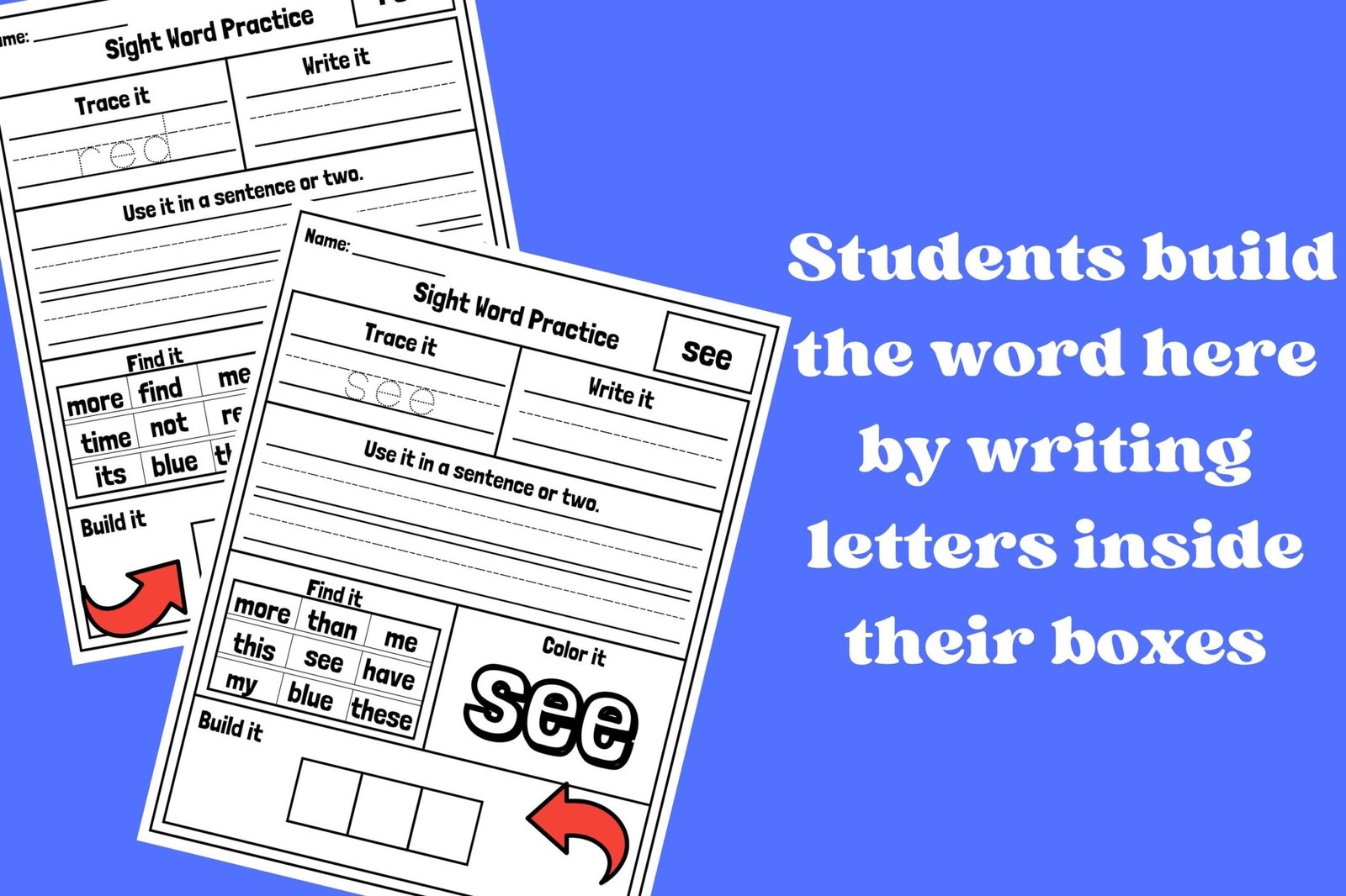 100 Printable Let's Learn Fry 1st Hundred Sight Words Worksheets. Kindergarten-1st Grade Handwriting and Spelling Activity. - Image 3