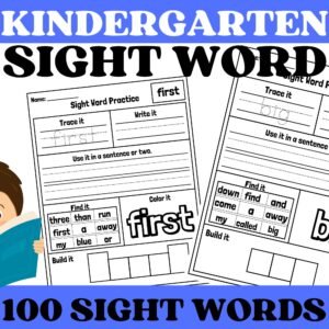 100 Printable Let's Learn Fry 1st Hundred Sight Words Worksheets. Kindergarten-1st Grade Handwriting and Spelling Activity.
