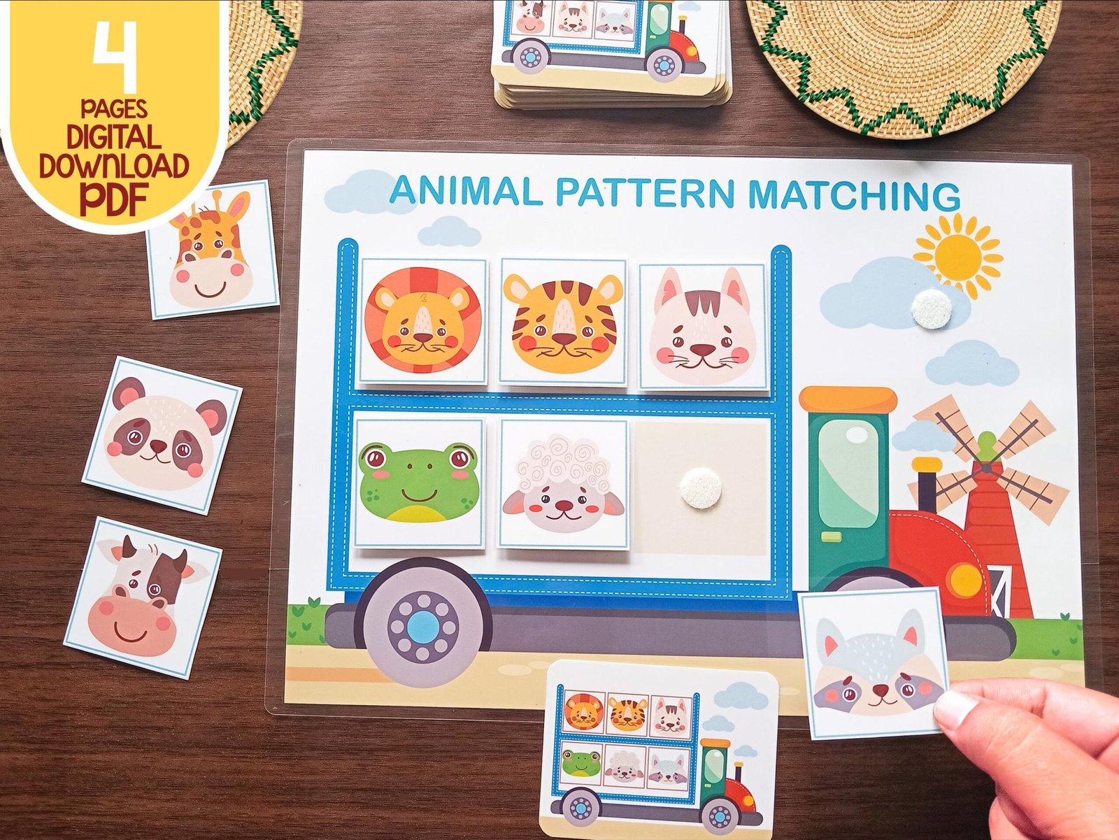 Animal Pattern Puzzle Matching Activity Game Printable, Toddler Learning Binder, Montessori Preschool Materials - Image 4