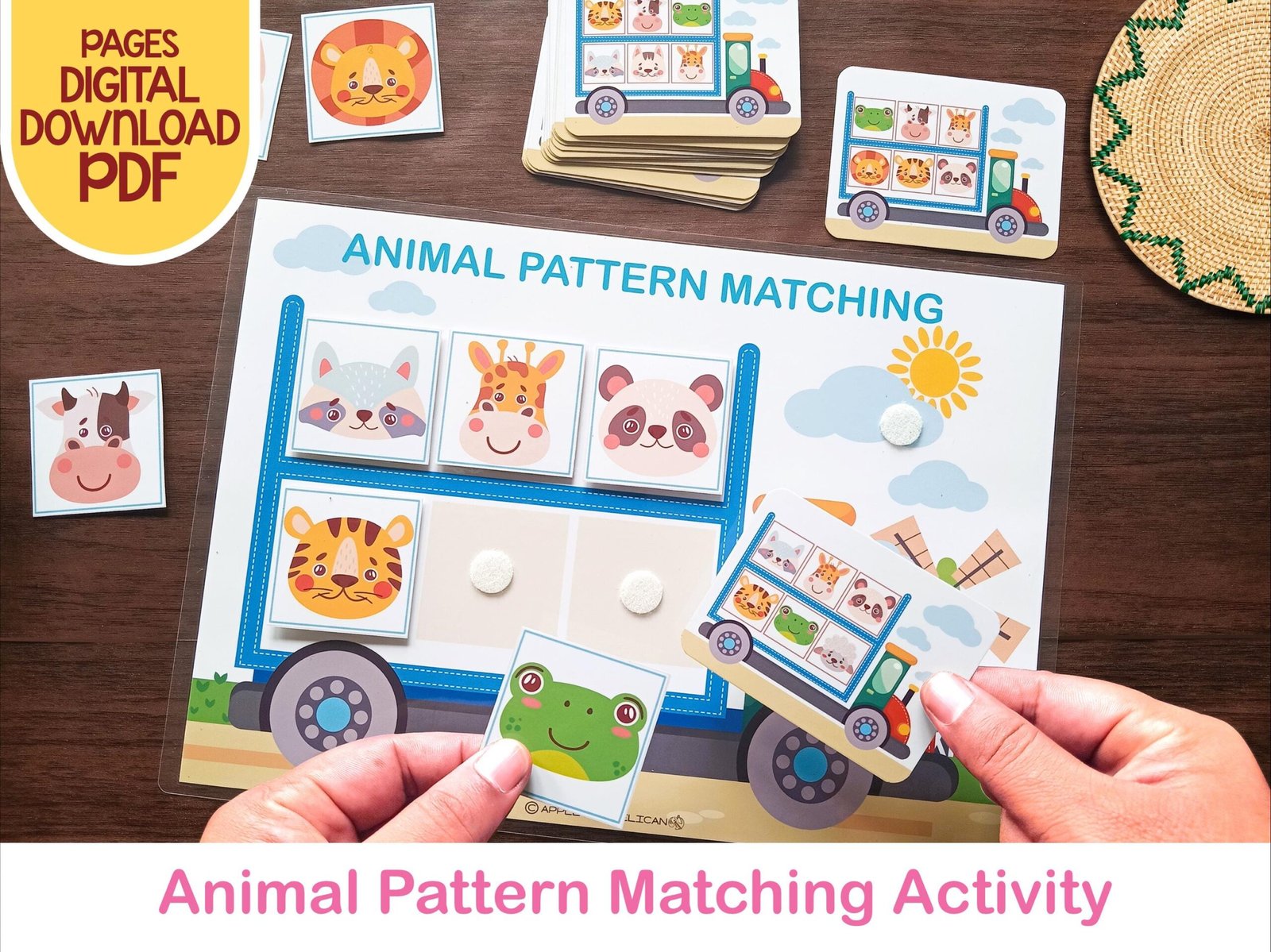 Animal Pattern Puzzle Matching Activity Game Printable, Toddler Learning Binder, Montessori Preschool Materials - Image 5