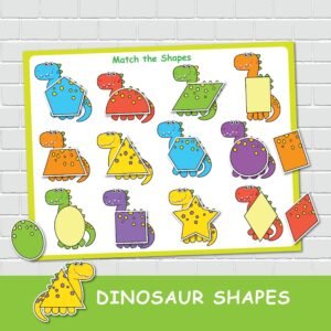Dinosaur Shape Matching Game, 2D Shapes, Toddler Learning Activity (Digital Download)