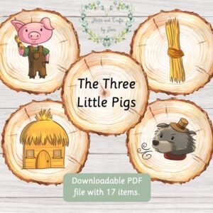 Three Little Pigs Story Stones: Traditional Tales Flashcards (Instant Download)