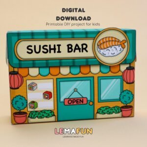 Sushi Restaurant Pretend Play Printable DIY Children's Activity, Homeschool, Educational Toy for Kids, Digital Download, PDF