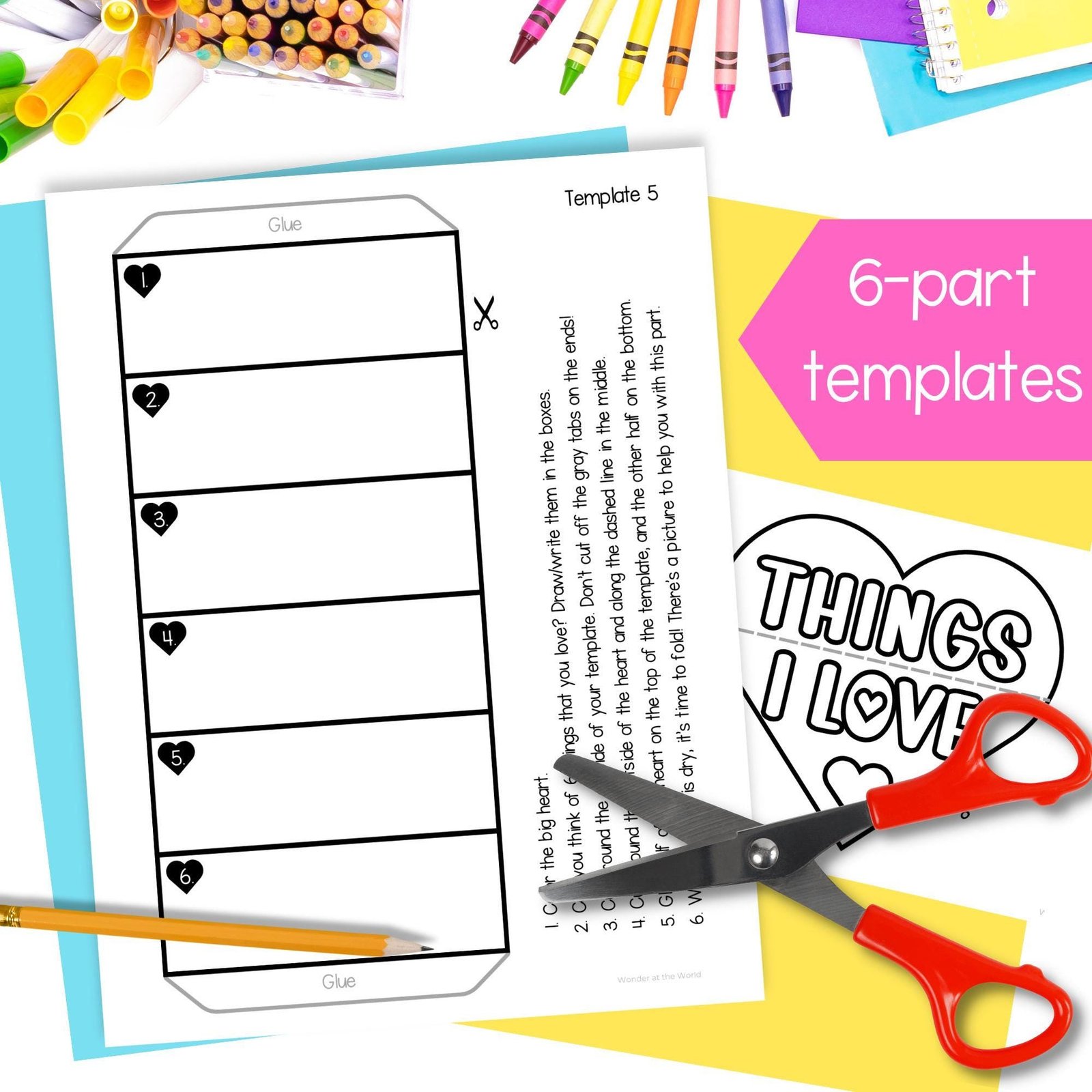 Things I love foldouts Valentine's Day writing craft activity for Kindergarten first second grade KS1 PDF - Image 3