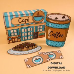 Cafe Kit Pretend Play - Printable DIY Children's Activity, Fun Home Learning Craft, Educational, Homeschool, Digital Download, PDF
