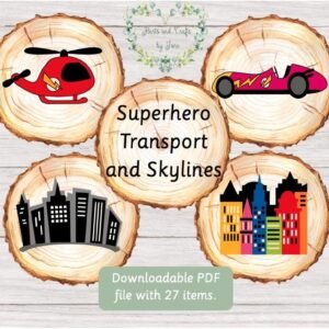 Superhero Flash Cards: Transport & Skylines (Digital Download)
