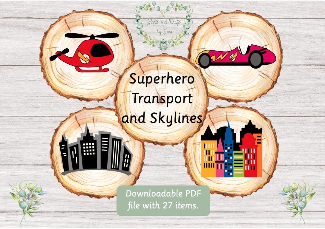 Superhero Flash Cards: Transport & Skylines (Digital Download)