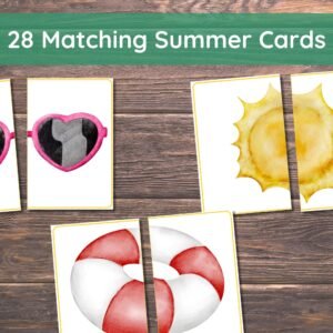 Summer Matching Toddler Activity, Summer Matching, Montessori, Homeschool Resource, Beach, Summer Themed Game, Summer Matching Game