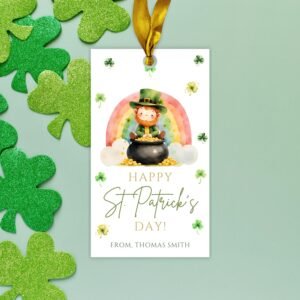 St. Patrick Gift Tags - Editable - Printable - Saint Patrick's Day - Favor Tags - Lucky - Shamrocks - Rainbow - Instant Download