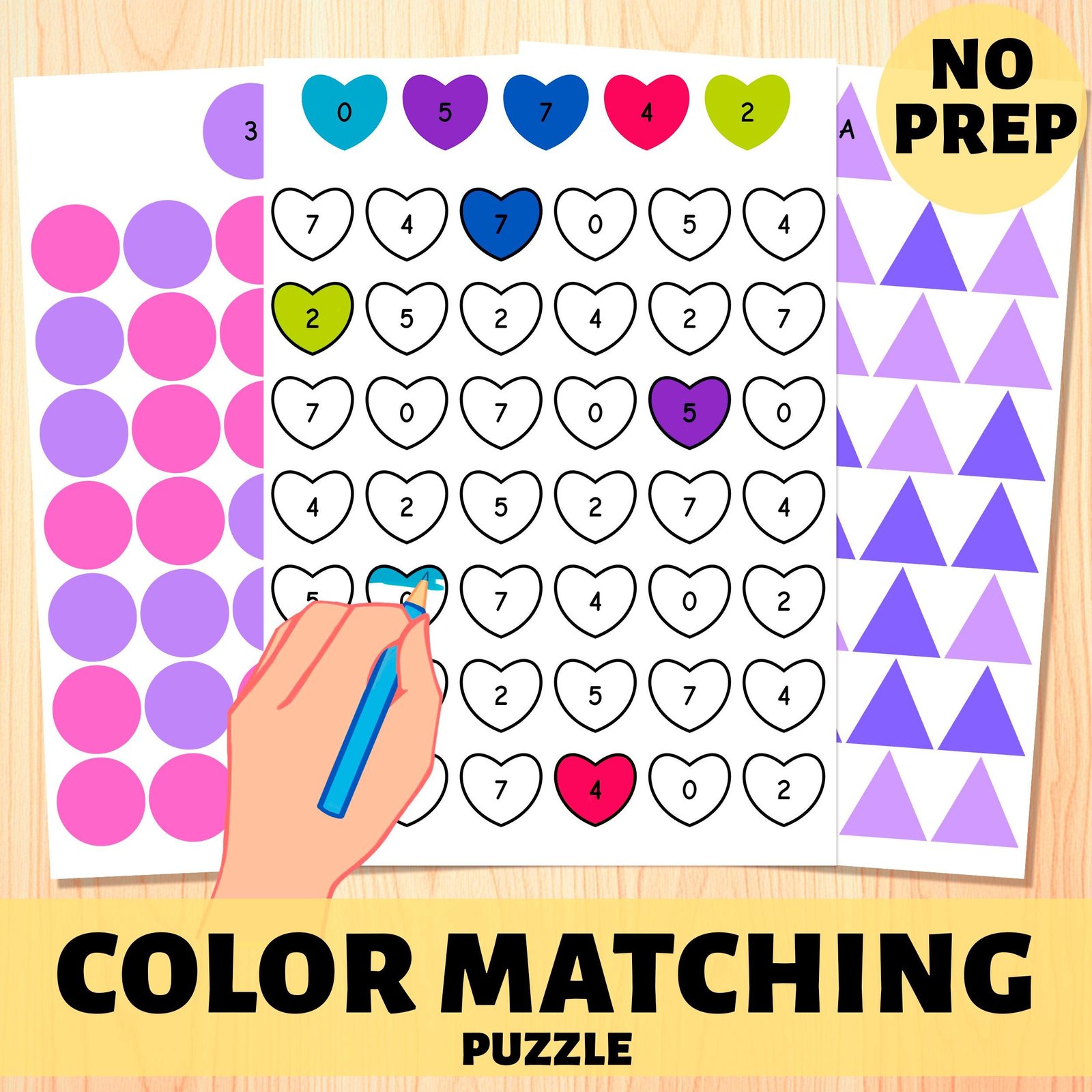 Color Matching Printable Preschool Worksheets Vowels Numbers 0-9 Bundle No Prep Fine Motor Activities Kindergarten Homeschool