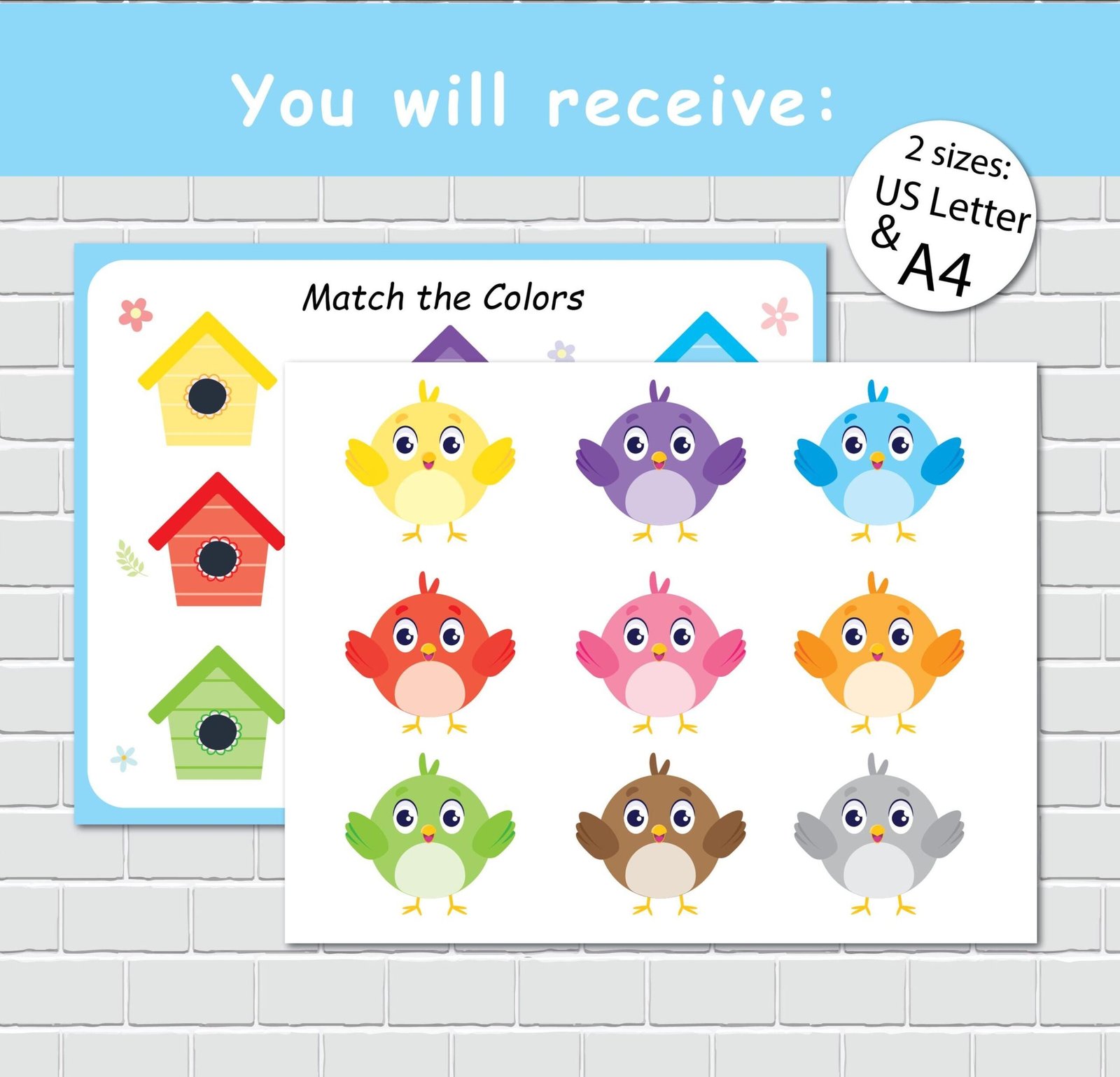Birds Color Matching Activity, Color Printables, Toddler Busy Book (Digital Download) - Image 2