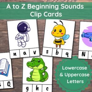 Beginning Sounds Clip Cards, Preschool Printable, Letter Sounds Preschool, Preschool Phonics, Kindergarten, Montessori, A to Z Cards